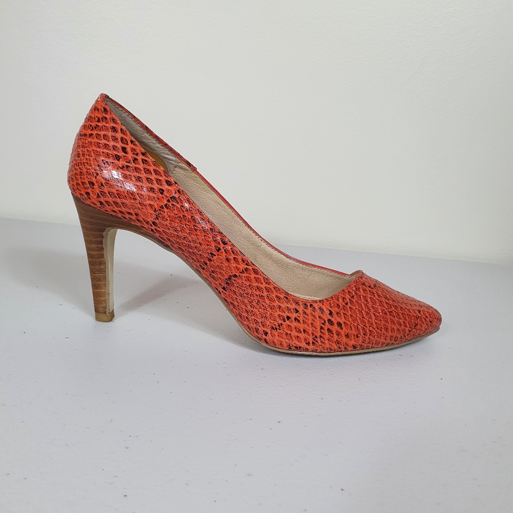 Diana Ferrari pumps heels Tiffanie orange Animal Print Patent Leather Size 6.5 - Picture 6 of 7